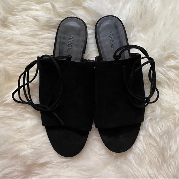 EUC Vince Damon Suede Ankle-Tie Slides - 7 - Picture 4 of 4